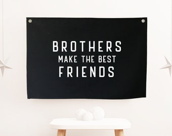 Brothers Quote Flag, Nursery Wall Decor, Wall Art Pennant Banner, Kids Room Decor, Boys Bedroom Playroom Decor