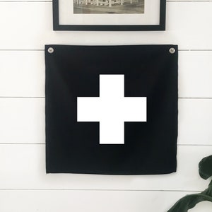 Swiss Cross Flag, Nursery Wall Decor, Wall Art Pennant Banner, Kids Room Decor, Boys Bedroom Decor