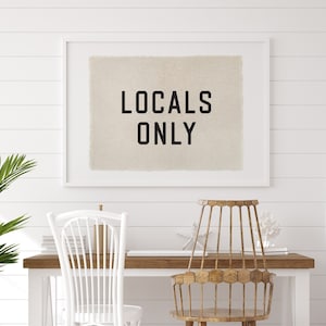 Beach Wall Art, Locals Only Canvas Poster, Surf Tapestry Flag, Coastal Wall Decor Banner