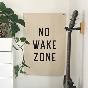 No Wake Zone Wall Flag Tapestry, Boho Beach Wall Decor, Large Canvas Banner, Coastal Home Decor for Summer