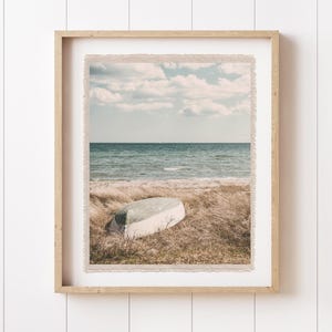 Neutral Beach Wall Art, Coastal Canvas Poster Print, Boat Tapestry Flag, Summer Wall Decor Banner