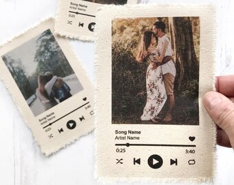 Mini Photo Tapestry, Custom Song Photo Fabric Banner Print, Wedding Wall Art, Personalized Photo Tapestry Gift