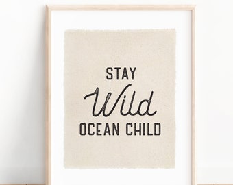 Stay Wild Ocean Child Flag, Summer Beach Wall Decor, Living Room Wall Art Banner, Canvas Tapestry, Nursery Decor Pennant