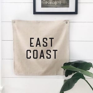 East Coast Wall Flag Tapestry, Beach Wall Decor, Surf Art Linen Banner, Coastal Home Decor for Summer
