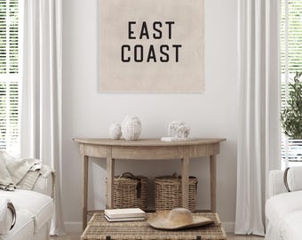 Beach Wall Decor, East Coast Canvas Poster, Surf Tapestry Flag, Coastal Wall Art Tarp