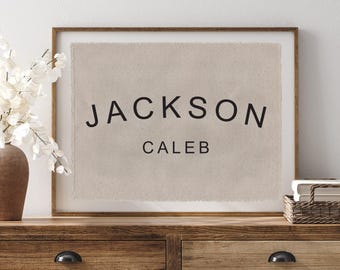 Personalized Name Flag Sign, Custom Nursery Wall Decor Canvas Poster, Wall Art Kids Room Pennant Banner