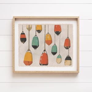 Lake Wall Art, Coastal Buoys Canvas Poster, Lake House Tapestry Flag, Beach Wall Art Banner