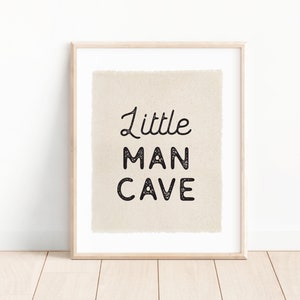 Nursery Wall Decor, Little Man Cave Canvas Flag Wall Art Banner, Kids Room Decor Pennant Poster