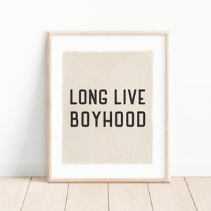 Nursery Wall Decor, Long Live Boyhood Canvas Flag Wall Art Banner, Kids Room Decor Pennant Poster