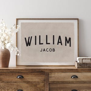 Personalized Name Flag Sign, Custom Nursery Wall Decor Canvas Poster, Wall Art Kids Room Pennant Banner