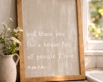 Thankful Wall Art Print, Neutral Home Decor Canvas Poster, Living Room Wall Decor