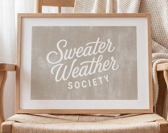 Fall Wall Art Print, Sweater Weather Canvas Poster Sign, Halloween Living Room Wall Decor