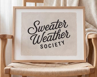 Fall Wall Art Decor, Sweater Weather Canvas Sign, Autumn Pennant Banner, Fabric Tapestry Mantle Decor