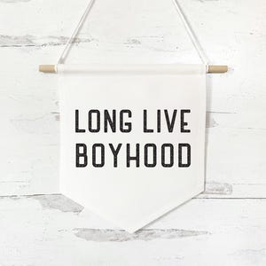Nursery Wall Decor, Long Live Boyhood Pennant Flag Wall Art Banner, Kids Room Decor