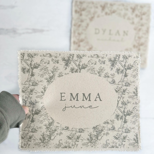 Arte de pared para guardería de Winnie the Pooh, impresión de lona con nombre personalizado, bandera de pared neutra, decoración para habitación infantil, obra de arte de toile impresa