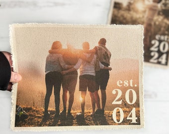Custom Family Portrait Mini Photo Tapestry, Canvas Photo Prints, Personalized Wall Art, Customized Home Decor Gift