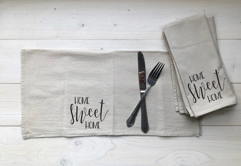 Home Sweet Home Cloth Napkins Cotton Linen Dinner Napkins Etsy