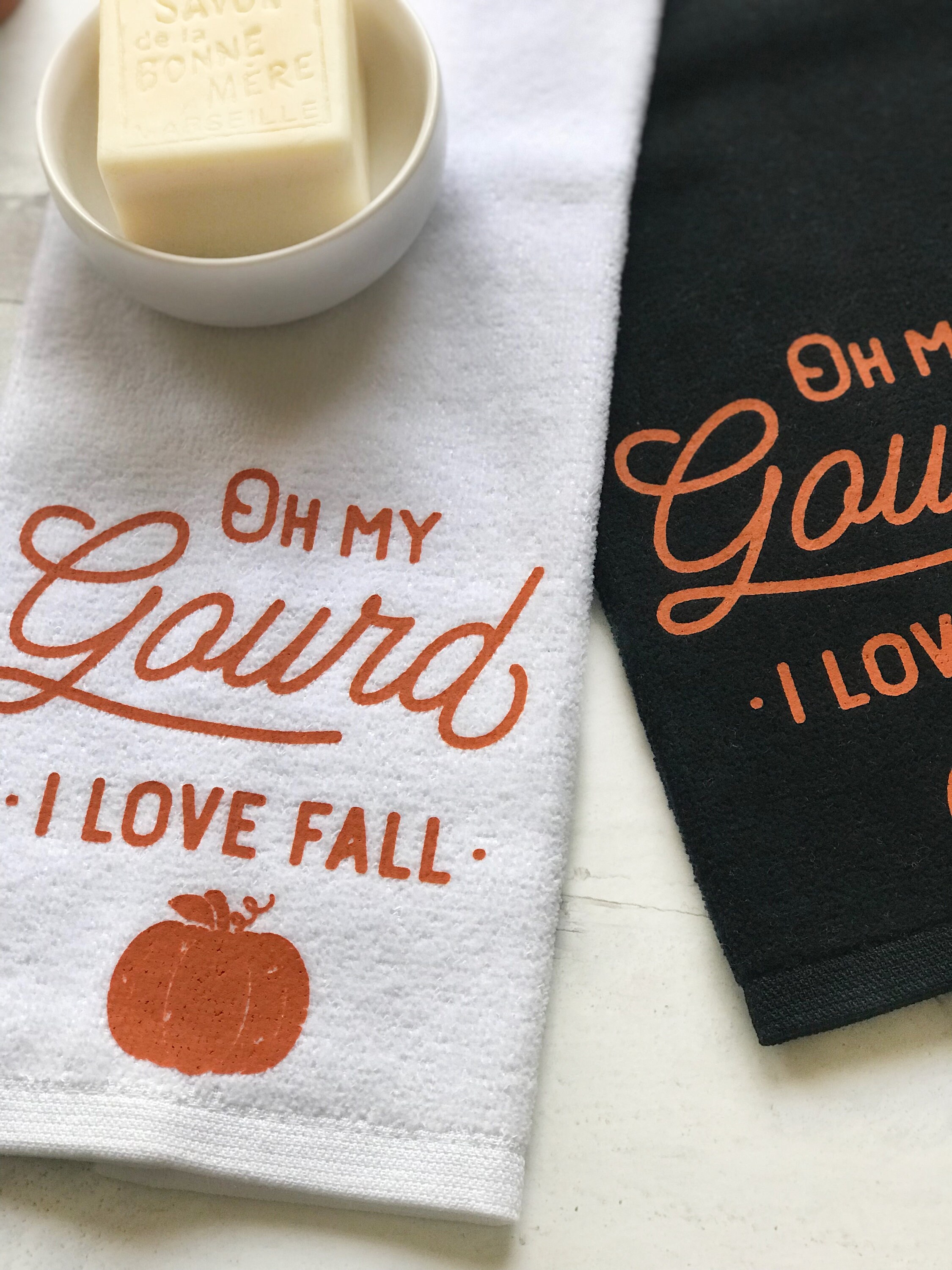 Fall Hand Towel Set Bathroom Decor Oh My Gourd I Love Fall Etsy