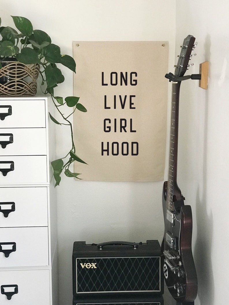 Long Live Girlhood Banner, Girl Nursery Flag Wall Decor, Wall Art Pennant, Bedroom Decor