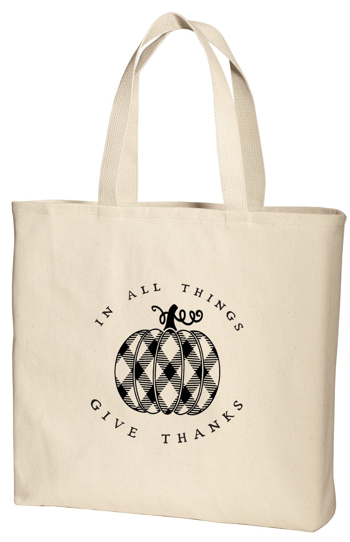 Canvas Tote Bags Fall Tote Bag Buffalo Plaid Pumpkin Give Etsy
