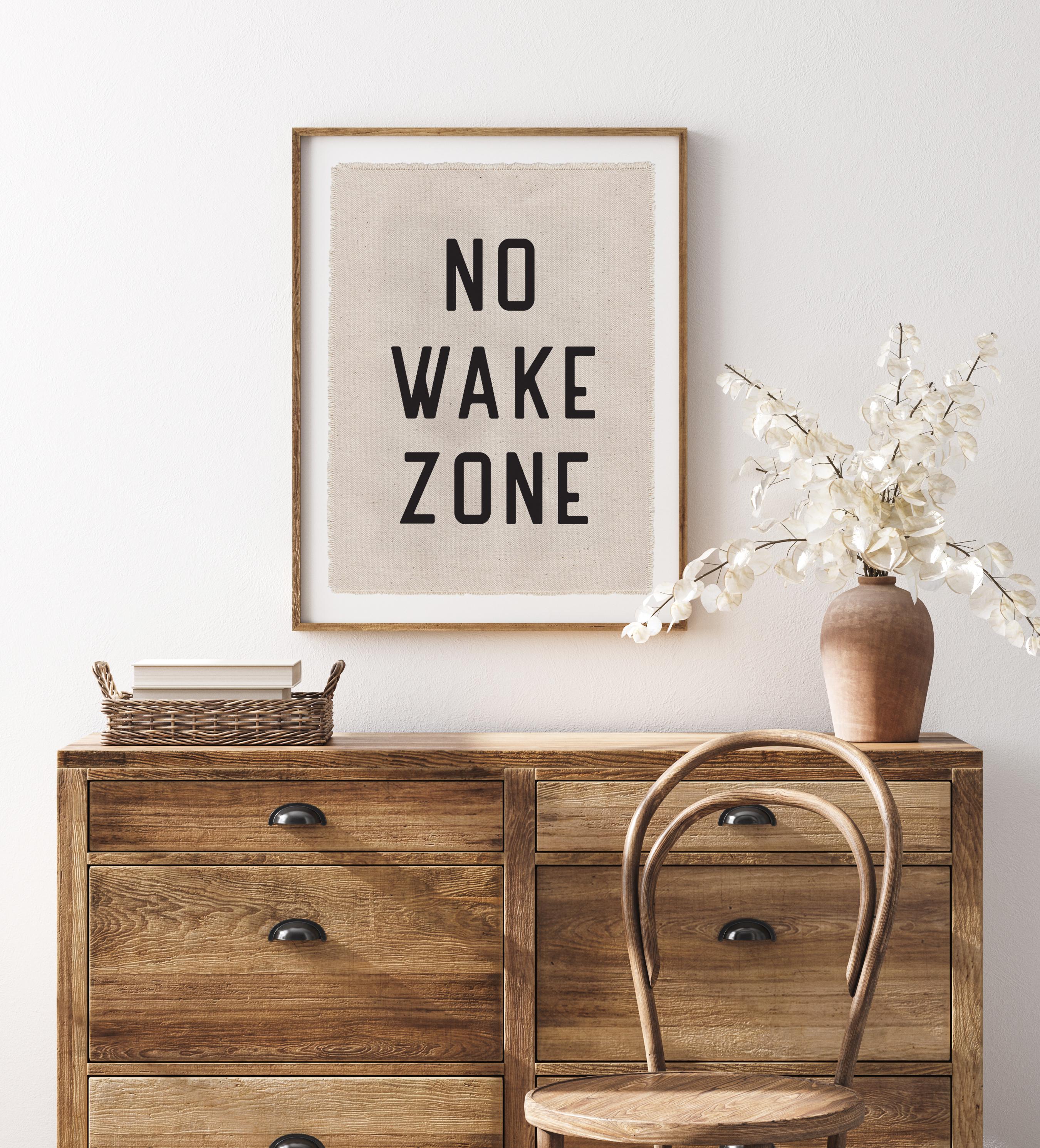 Beach Wall Art, No Wake Zone Canvas Poster, Surf Tapestry Flag, Coastal Decor Wall Banner