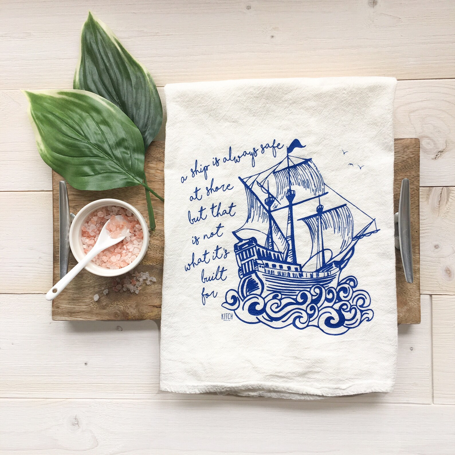Nautical Tea Towel Summer Kitchen Towels Pirate Ship Dish Etsy