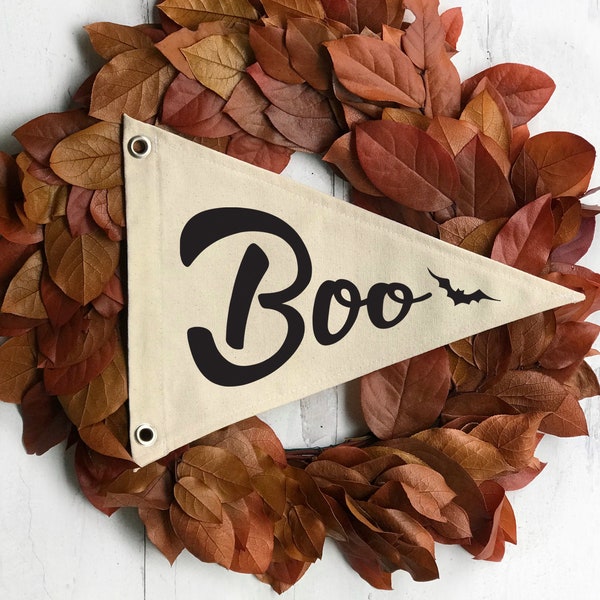 Halloween Wall Decor, Boo Pennant Banner Flag, Fall Signs for Living Room, Hanging Canvas Wall Art