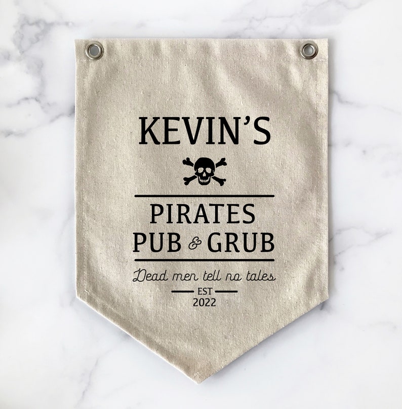 Custom Name Bar Sign Pirates Pub and Grub Canvas Banner - Etsy