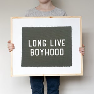 Nursery Wall Decor, Long Live Boyhood Canvas Flag Wall Art Banner, Kids Room Decor Pennant