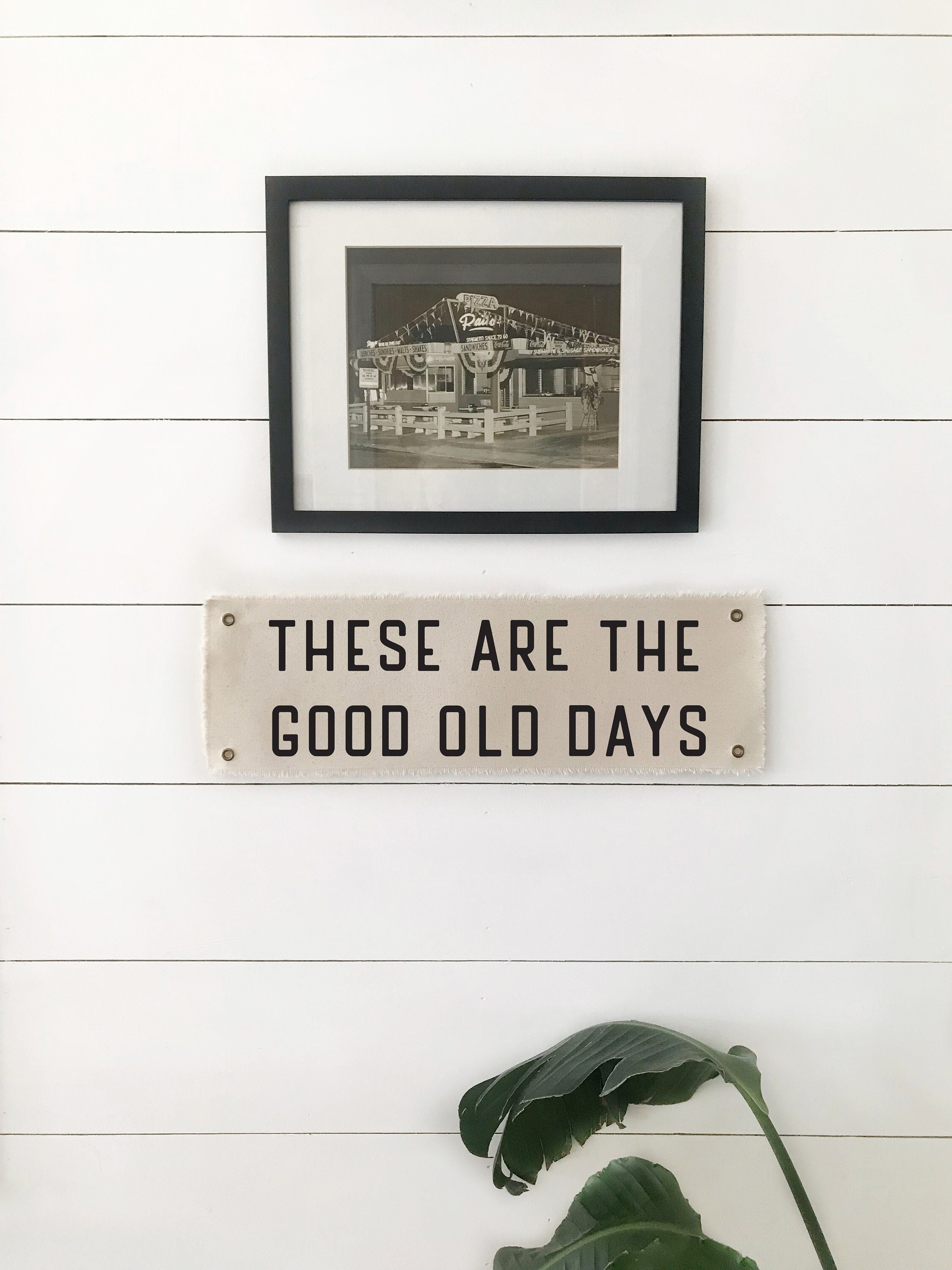 Good Old Days Sign, Hanging Canvas Banner Wall Decor, Playroom Wall Art, Living Room Decor Pennant