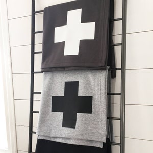 Swiss Cross Throw Blankets Sweatshirt Blanket Boho Farmhouse