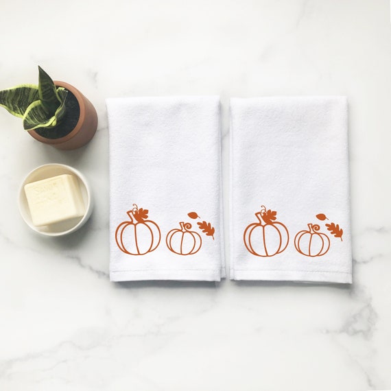 Bathroom Hand Towel Set Fall Home Decor, Small Pumpkin Fingertip