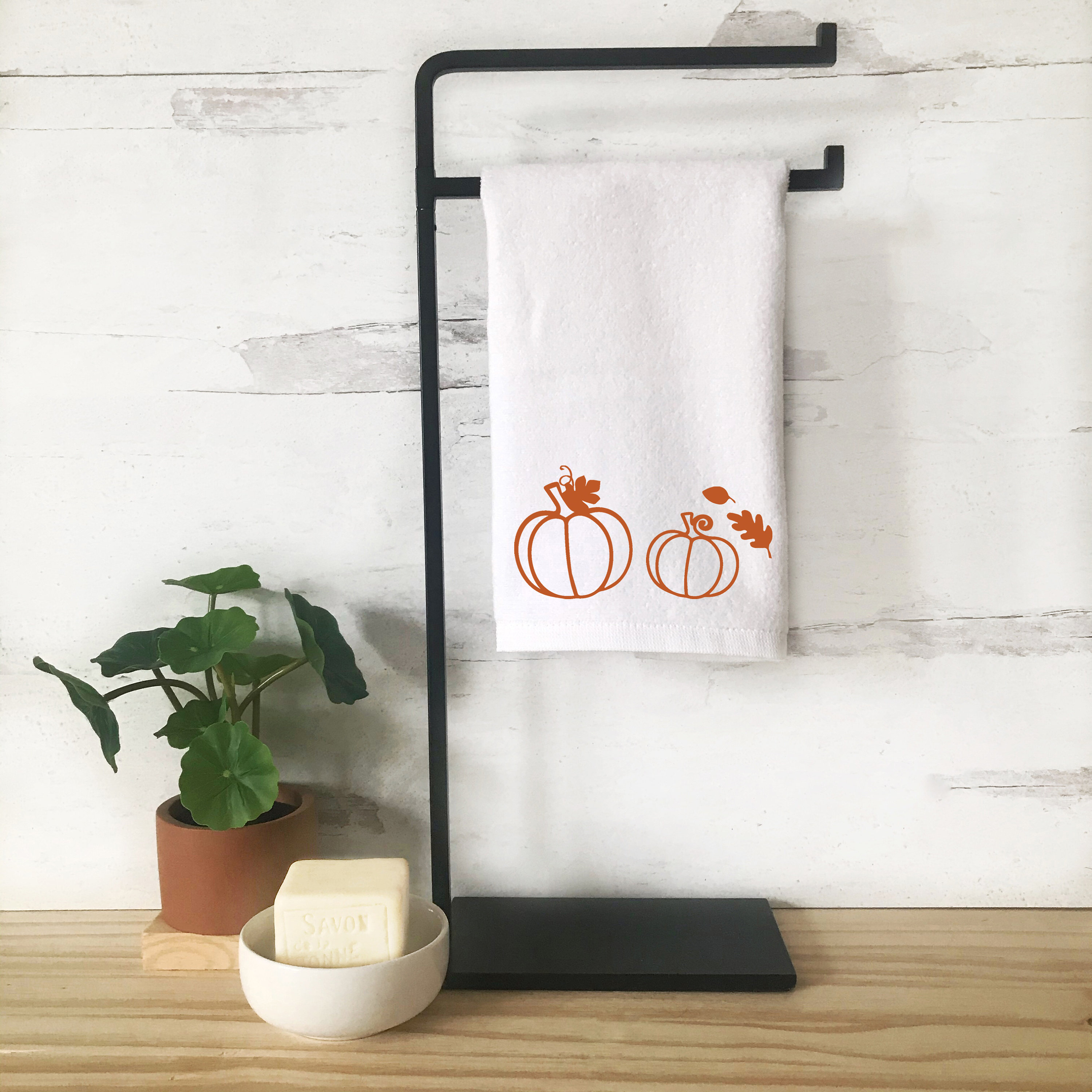 Bathroom Hand Towel Set Fall Home Decor, Small Pumpkin Fingertip