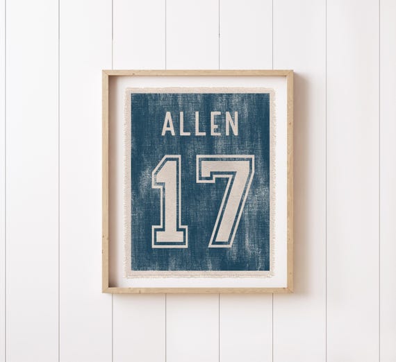 Personalized Name and Number Flag Sign, Custom Sports Jersey Nursery Wall Decor Canvas Poster, Wall Art Kids Room Pennant Banner