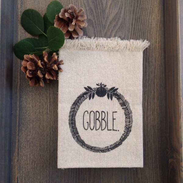 Thanksgiving Napkins Gobble Wreath Screen Print Pumpkin Dining Cloth Dinner Serving Home Kitchen Table Tablescape black Neutral
