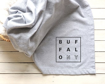Buffalo NY Sweatshirt Throw Blanket, Bflo 716 Birthday Gift, Buffalo Home Decor, Buffalo Bills