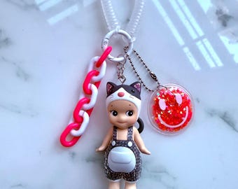 Embellished Sonny Angel Cat Life Series Tuxedo Keychain