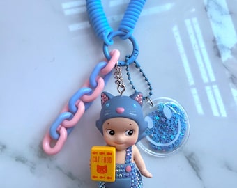 Embellished Sonny Angel Cat Life Series Bluish Grey Keychain