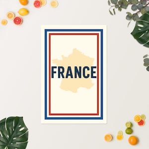Francia – Arte mural con mapa francés vintage / Diseño audaz inspirado en viajes