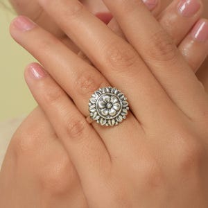 Sterling Silver Flower Ring for Women, Adjustable 925 Ring, Cherry Blossom, Bridesmaid Gift, Dainty Ring, Cute Ring, Christmas Gift for Her