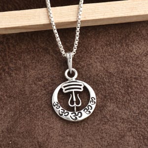 925 Sterling Silver Shiva Trishul Om Pendant: Hindu Spiritual Necklace