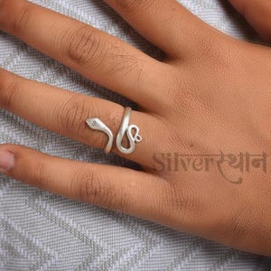 Adjustable Silver Snake Ring | Serpent Wrap Ring | Boho Gothic Jewelry | Witchy Serpent Ring for Women | Spiritual Statement Ring