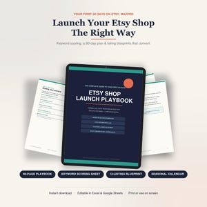 Etsy Shop Launch Kit | How to Sell on Etsy Guide, SEO Checklist, Business Plan Template for New Sellers | Digital Download