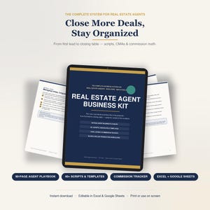 Real Estate Agent Business Kit | Realtor Planner, Listing Checklist, Buyer Seller Scripts, CRM Tracker | Canva Template