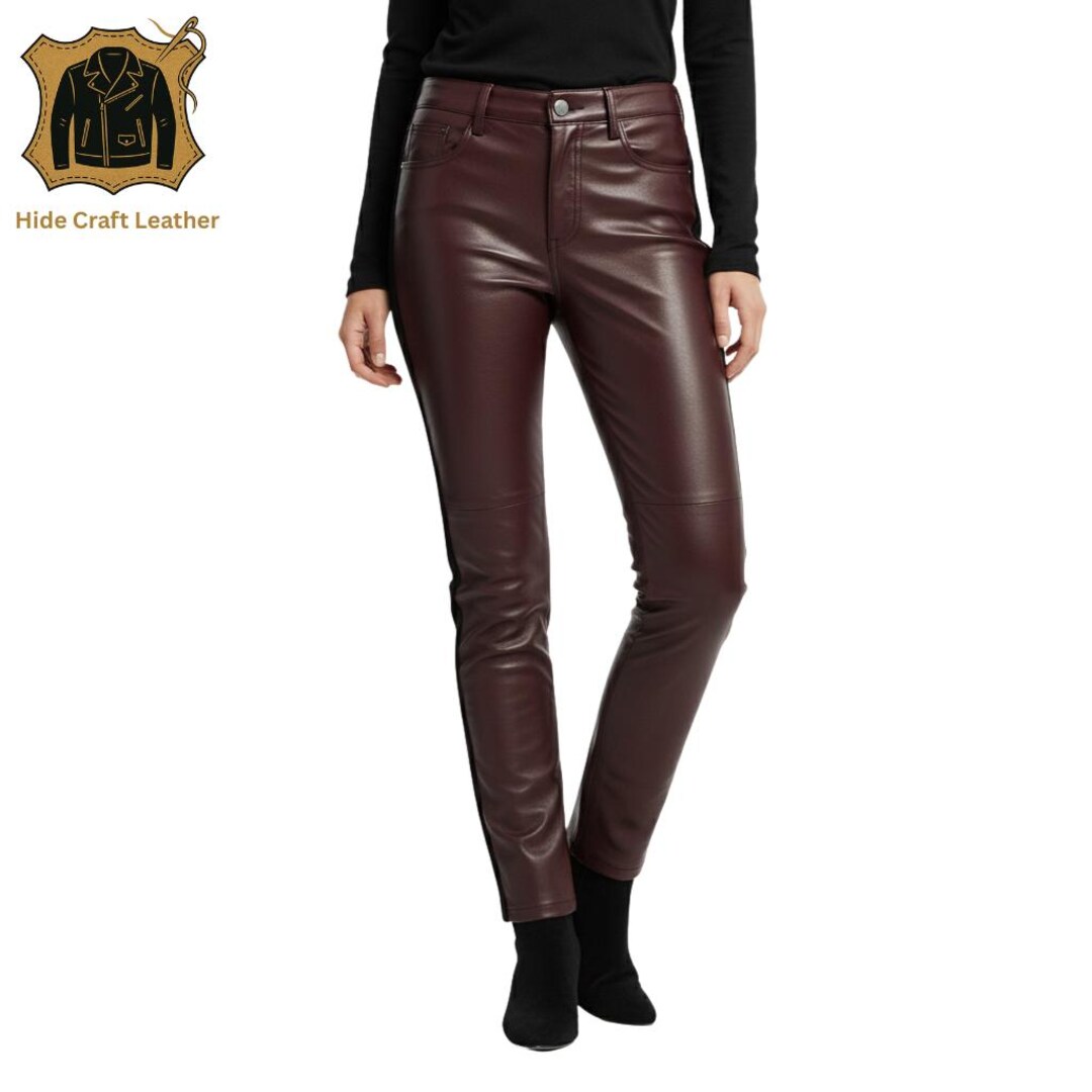 Genuine Lambskin Leather Skinny Womens Leather Pants main image 1