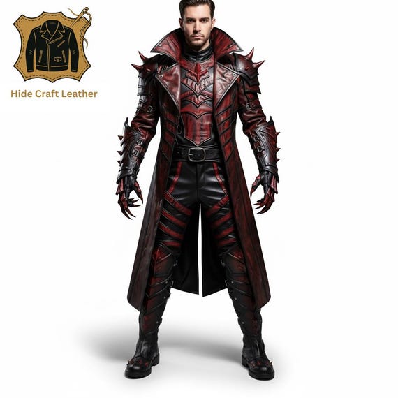 Gothic Werewolf Leather Costume Set: Distressed Coat, Armored Pants, Clawed Gauntlets