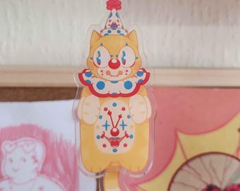 Cat Clown Clock Swinging Acrylic Keychain