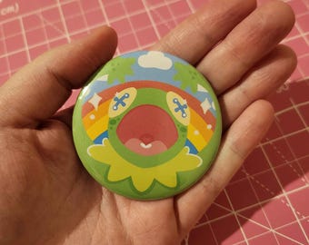 Muppet inspired - Kermit the Frog - Rainbow 50mm Badge