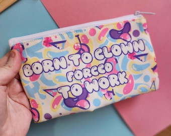Clowncore Pencil Case – Kawaii Makeup Bag, "Born to Clown"