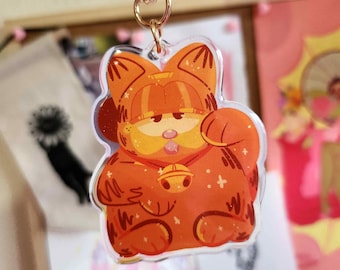 Lucky Hungry Orange Cat Keychain